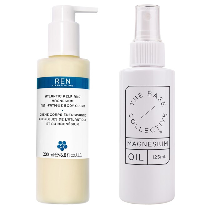 Ren Atlantic Kelp And Magnesium Anti-Fatigue Body Cream; The Base Collective Magnesium Oil