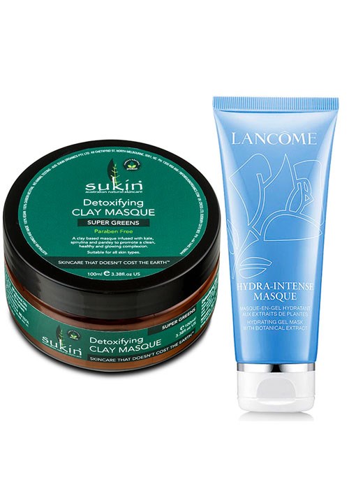 Sukin Super Greens Detoxifying Facial Masque &  Lancôme Hydra Intense Masque