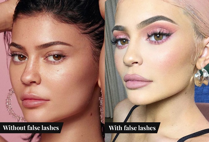 Before And After Photos Celebrities With False Eyelashes - Kylie Jenner