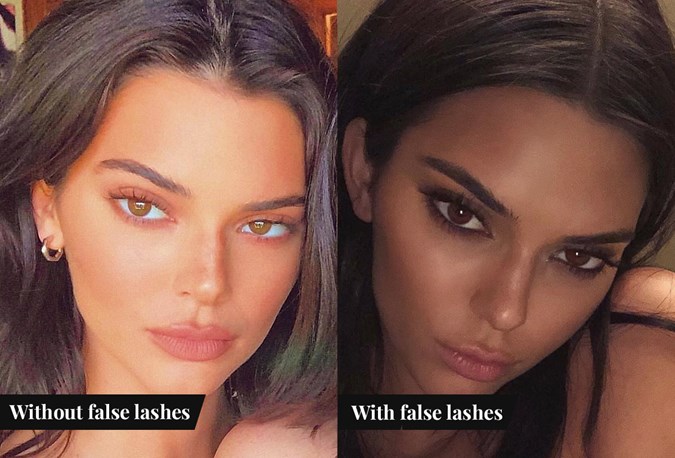 Before And After Photos Celebrities With False Eyelashes - Kendall Jenner