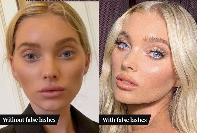 Before And After Photos Celebrities With False Eyelashes - Elsa Hosk