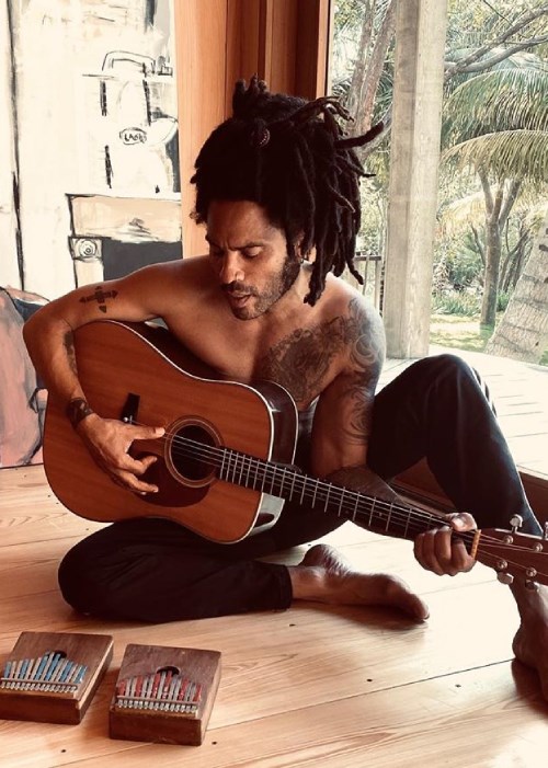 Lenny Kravitz Exfoliates Using The Sand From His Private Island ...