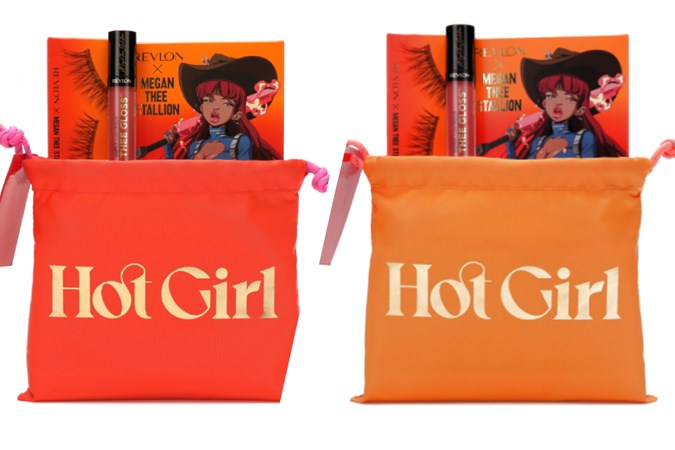 Revlon x Megan Thee Stallion Hot Girl Sunset Makeup Pouch in ‘Hot Coral’ and ‘Orange’