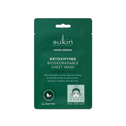 Sukin Naturals Super Greens Detoxifying Biodegradable Sheet Mask