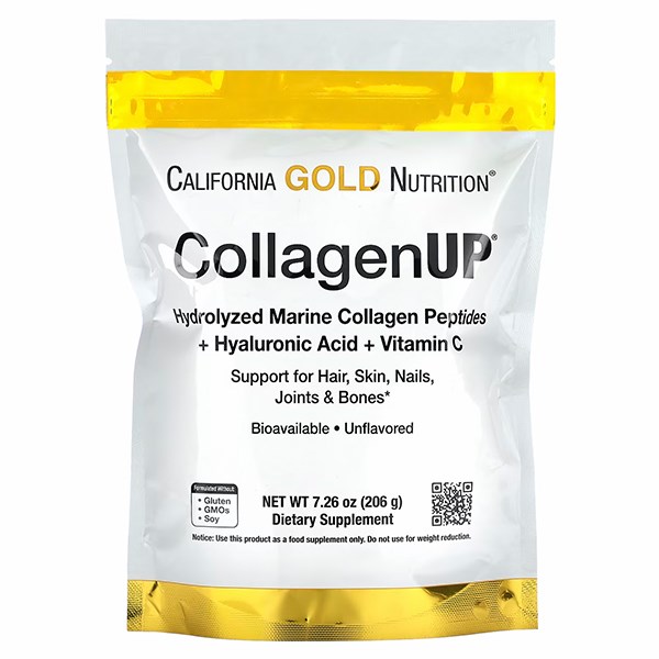 California Gold Nutrition CollagenUP Hydrolyzed Marine Collagen Peptides with Hyaluronic Acid and Vitamin C Unflavoured