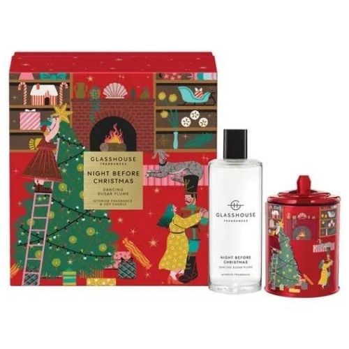 Glasshouse Fragrances Night Before Christmas Dancing Sugar Plums Interior Fragrance & Soy Candle Gift Set