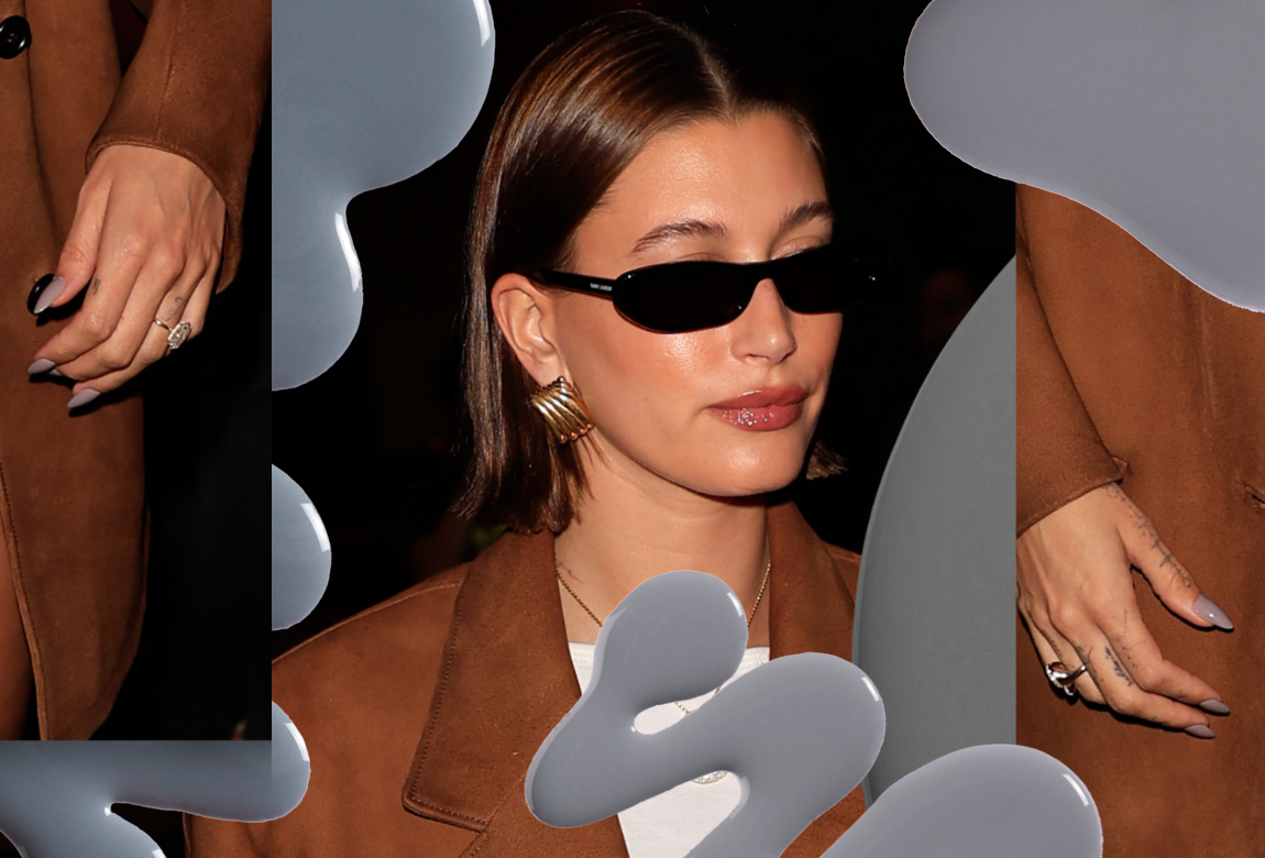 Hailey Bieber Spotted Sporting The Grey Manicure Trend | BEAUTY/crew